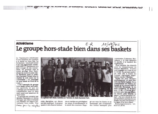 Groupe Hors Stade Est Republicain 10 avril 2011